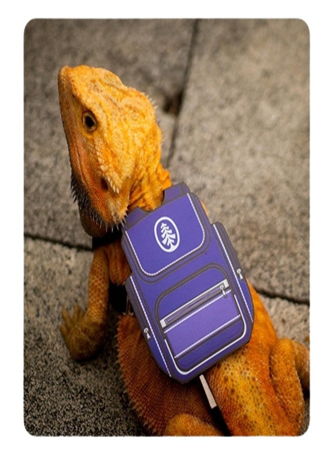 FORZENA Bearded Dragon Harness Leash Soft Leather Harness with Backpack Patch Adjustable Strap Outside Walk Training Leash for Reptile Lizard Amphibians (Purple) - Image 2